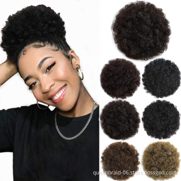 Synthetic Puff Afro Short Kinky Curly Chignon Hair Bun Drawstring Ponytail Wrap Hairpiece 50g